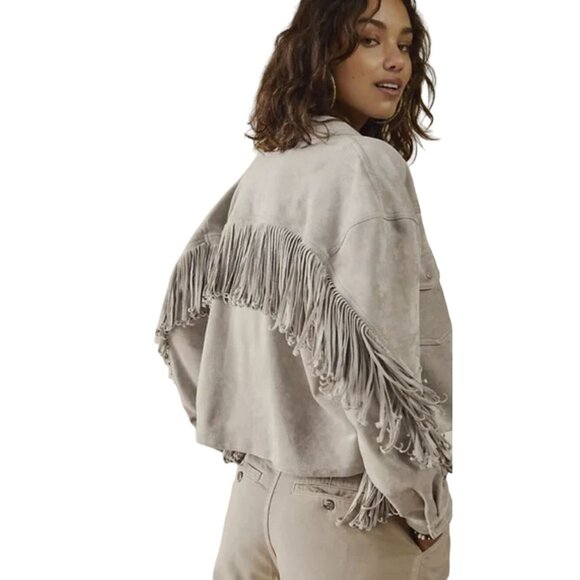 Free People Jackets & Blazers - Free People Blank NYC Jacket Large Twist & Shout Shacket Fringe Western Boho NWT